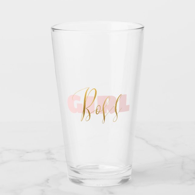 Pink Girl Gold Boss Glas (Vorderseite)