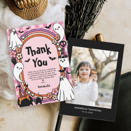 Pink Girl Halloween Foto Geburtstagsparty Dankeskarte