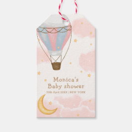 Pink Girl Hot Air Ballon Moon Star Baby Dusche Geschenkanhänger