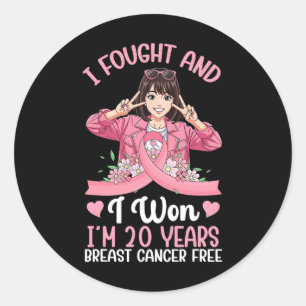 Pink Girl Ich kämpfte und gewann ich bin 20 Jahre Runder Aufkleber