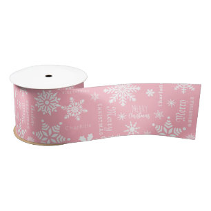 Pink Girl Individuelle Name Weihnachtsschnee Satinband