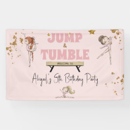 Pink Girl Jump & Tumble Gymnastik Geburtstagsparty Banner