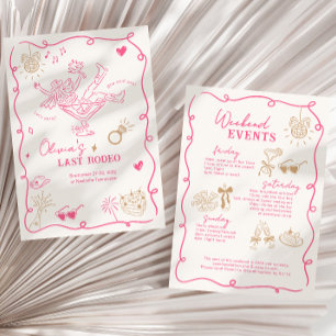 Pink Girl Martini Letztes Rodeo Wochenende Bachelo Einladung