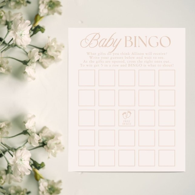 Pink Girl Minimal Baby Shower Bingo Game (Von Creator hochgeladen)