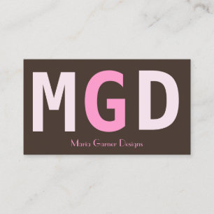 Pink Girl Monogram Business Cards Visitenkarte