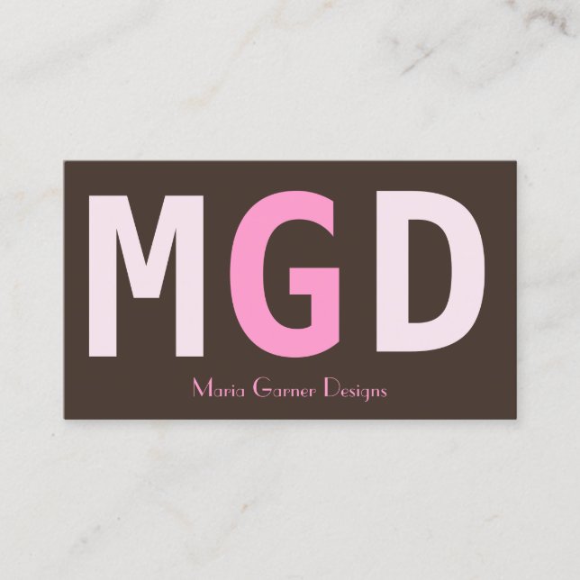 Pink Girl Monogram Business Cards Visitenkarte (Vorderseite)