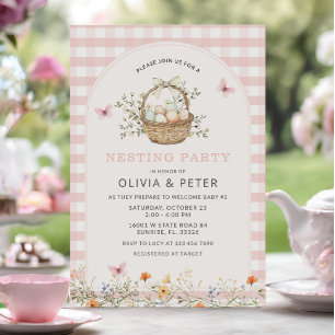 Pink Girl Nesting Party Preppen Sie die Nest Baby  Einladung