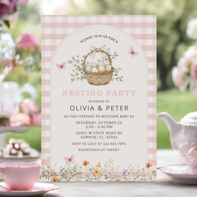 Pink Girl Nesting Party Preppen Sie die Nest Baby  Einladung (Von Creator hochgeladen)