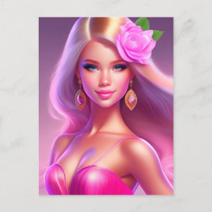 Pink Girl Postkarte