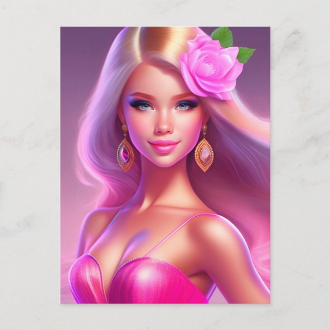 Pink Girl Postkarte (Vorderseite)
