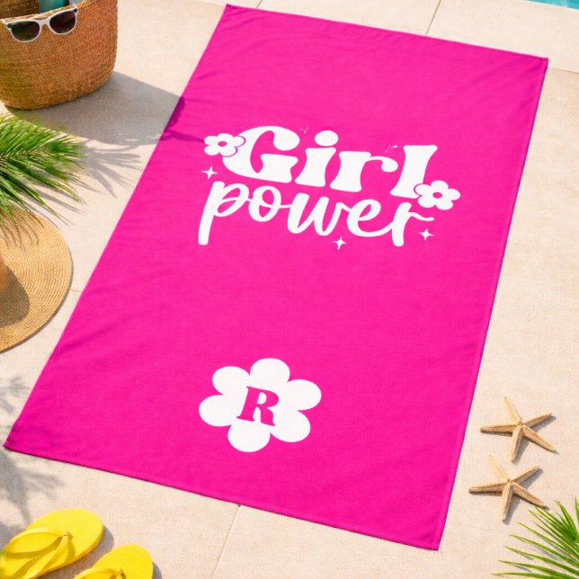 Pink Girl Power Monogramm Strandtuch (Von Creator hochgeladen)