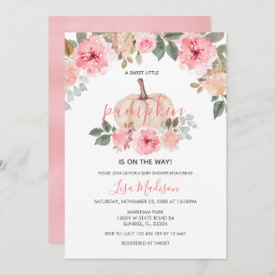 Pink Girl Pumpkin ist auf der Way Baby Dusche Einladung