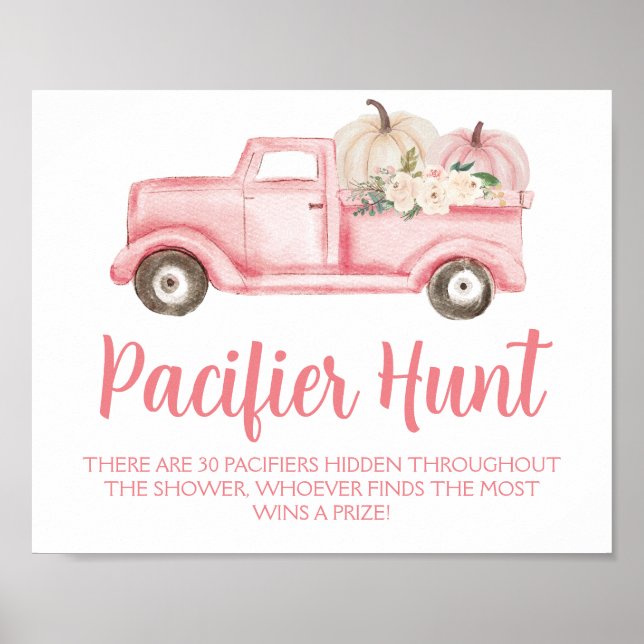 Pink Girl Pumpkin Schnuller Hunt Baby Showspiel Poster (Vorne)