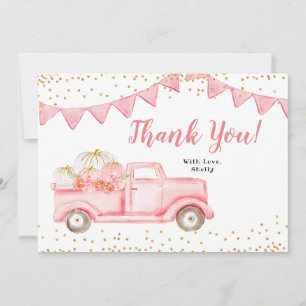 Pink Girl Pumpkin Truck Danke Karte