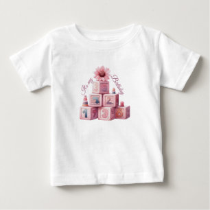 Pink Girl Rainbow Star Geburtstag Baby T-shirt