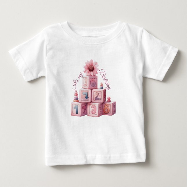 Pink Girl Rainbow Star Geburtstag Baby T-shirt (Vorderseite)