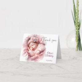 Pink Girl Rainbow Star Geburtstag Dankeskarte