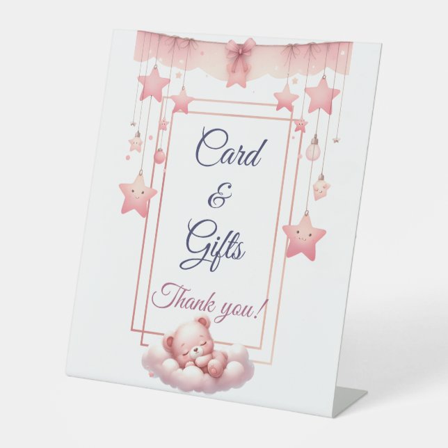 Pink Girl Rainbow Star Geburtstag Sockelschild (Vorderseite)