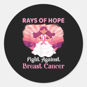 Pink Girl Rays of Hope Kämpfe gegen Brustkrebs Runder Aufkleber