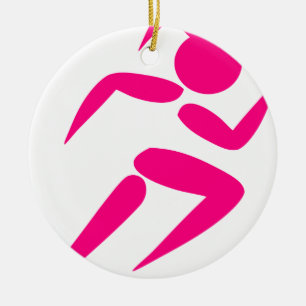 Pink Girl Running Keramikornament