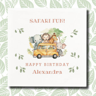 Pink Girl Safari Tierkids Jungle Geburtstag Serviette