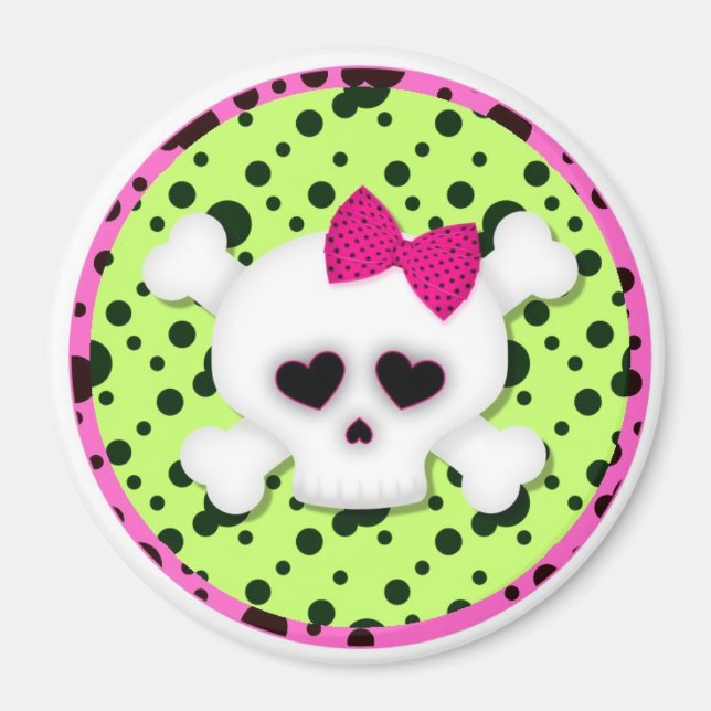 Pink Girl Skull Magnete Locker Magnet File Cabinet (Vorne)