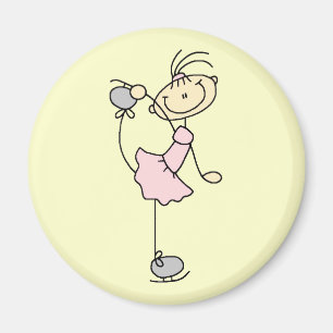 Pink Girl Strichmännchen Ice Skater Magnet