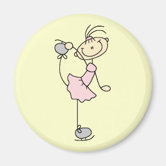 Pink Girl Strichmännchen Ice Skater Magnet