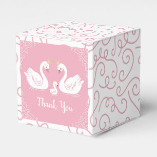 Pink Girl Swans Babydusche Geschenkschachtel