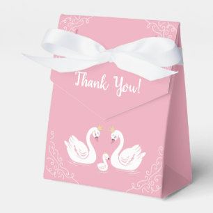 Pink Girl Swans Babydusche Geschenkschachtel