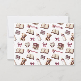 Pink Girl Teddy Bear Baby Dusche Neues Kapitel Dankeskarte