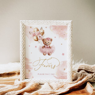 Pink Girl Teddy Bear Baby Duwer Favoriten Poster