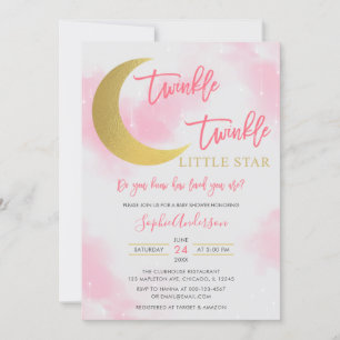 Pink Girl Twinkle Twinkle Little Star Baby Dusche Einladung