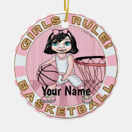Pink Girls Basketball Keramik Ornament