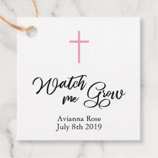 Pink Girls Christening Taufe Pflanze Gefallen Tag Geschenkanhänger