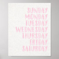 Pink Girls Days of the Week Educational Kinderzimm