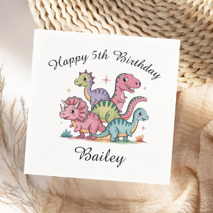 Pink Girls Dinosaur Geburtstag Serviette