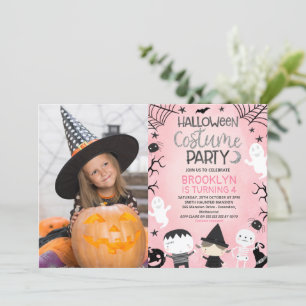 Pink Girls Foto Halloween-Party Geburtstag Einladung