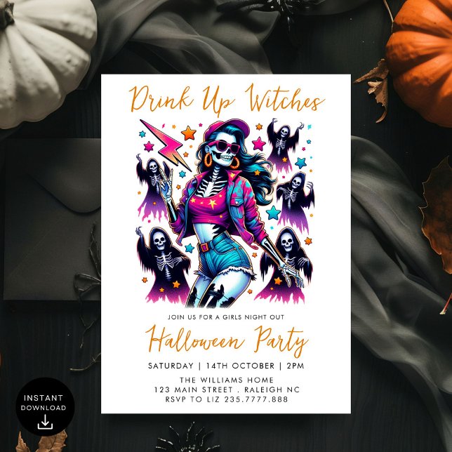 Pink Girls Night Out Adult Halloween-Party Einladung (Von Creator hochgeladen)