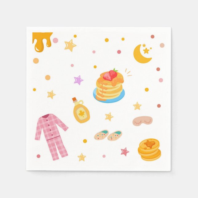 Pink Girls Pancakes und Pajamas Party Napkin Serviette (Vorderseite)