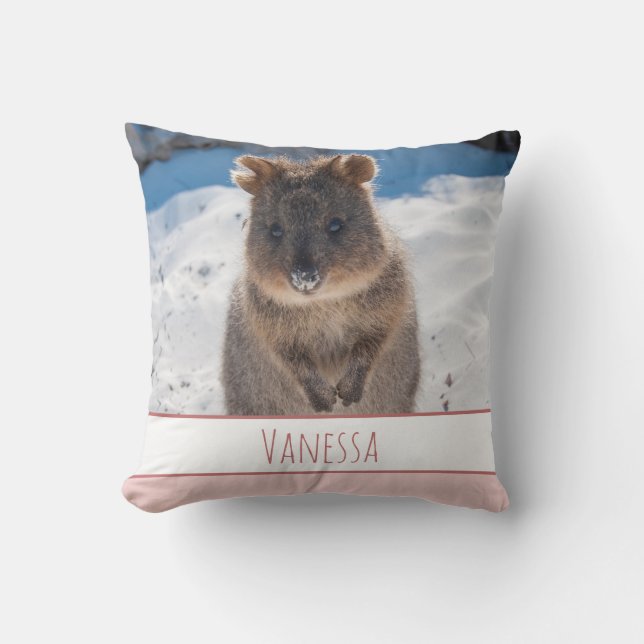 Pink Girls Personalisiert Quokka Kissen (Vorderseite)