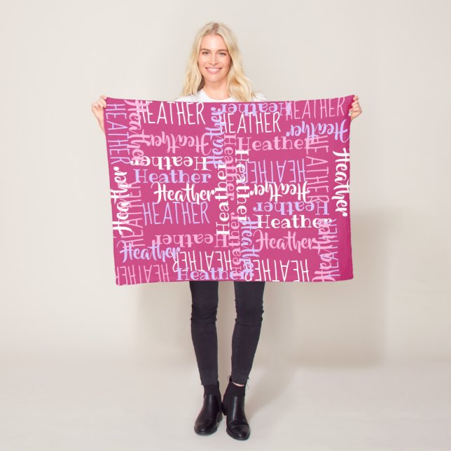Pink Girls Personalisierter Individuelle Name Fleecedecke (Beispiel)