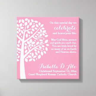 Pink Girl's Taufe Christening Gebet Segen Leinwanddruck