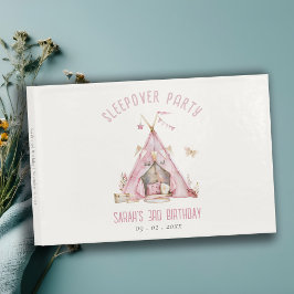 Pink Girls Zelt Sleepover Slumber Geburtstagsparty Gästebuch