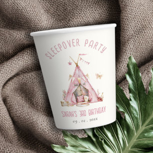 Pink Girls Zelt Sleepover Slumber Geburtstagsparty Pappbecher
