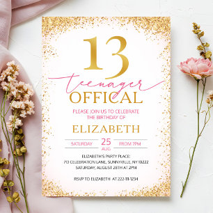 Pink Girly 13. Geburtstag Einladung