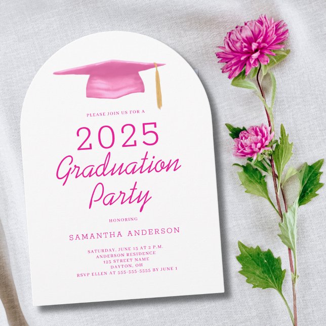 Pink Girly 2025 Graduation Party Einladung (Von Creator hochgeladen)