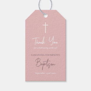 Pink Girly Baby Calligraphy Baptisc Geschenkanhänger