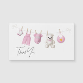 Pink Girly Baby Design Elegantes Script Vielen Dan Magnetkarte