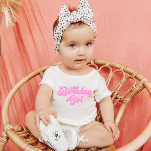 Pink Girly Birthday Girl 1. Geburtstag Baby T-shirt